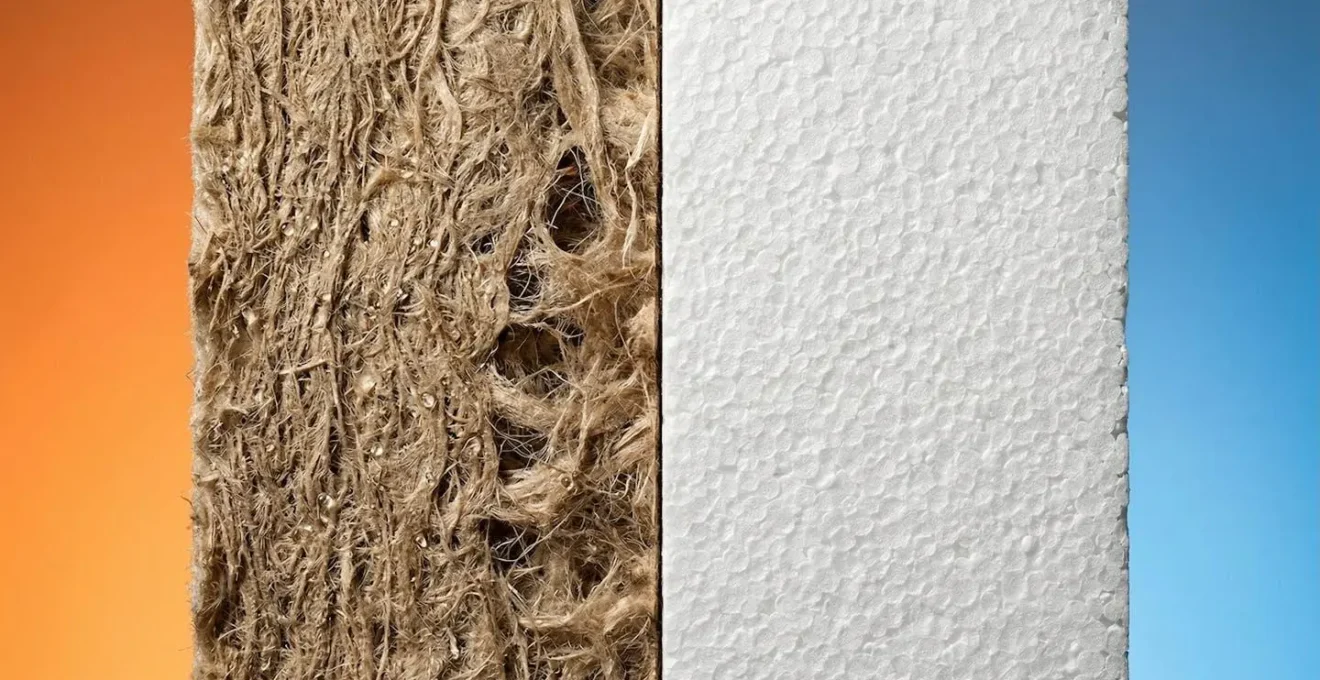 Coupe technique montrant le déphasage thermique dans des combles avec différents isolants