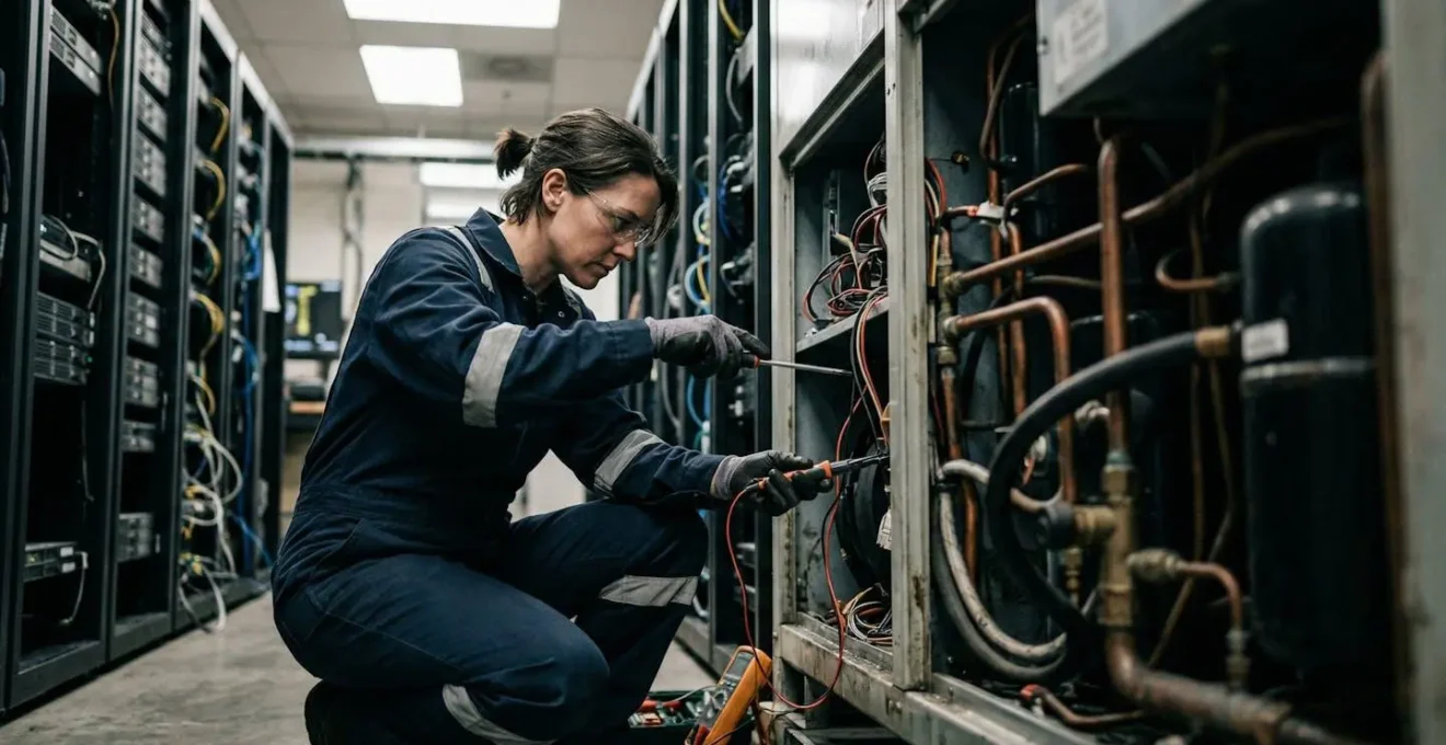 Comparaison visuelle entre GTI et GTR avec technicien CVC intervenant sur une installation