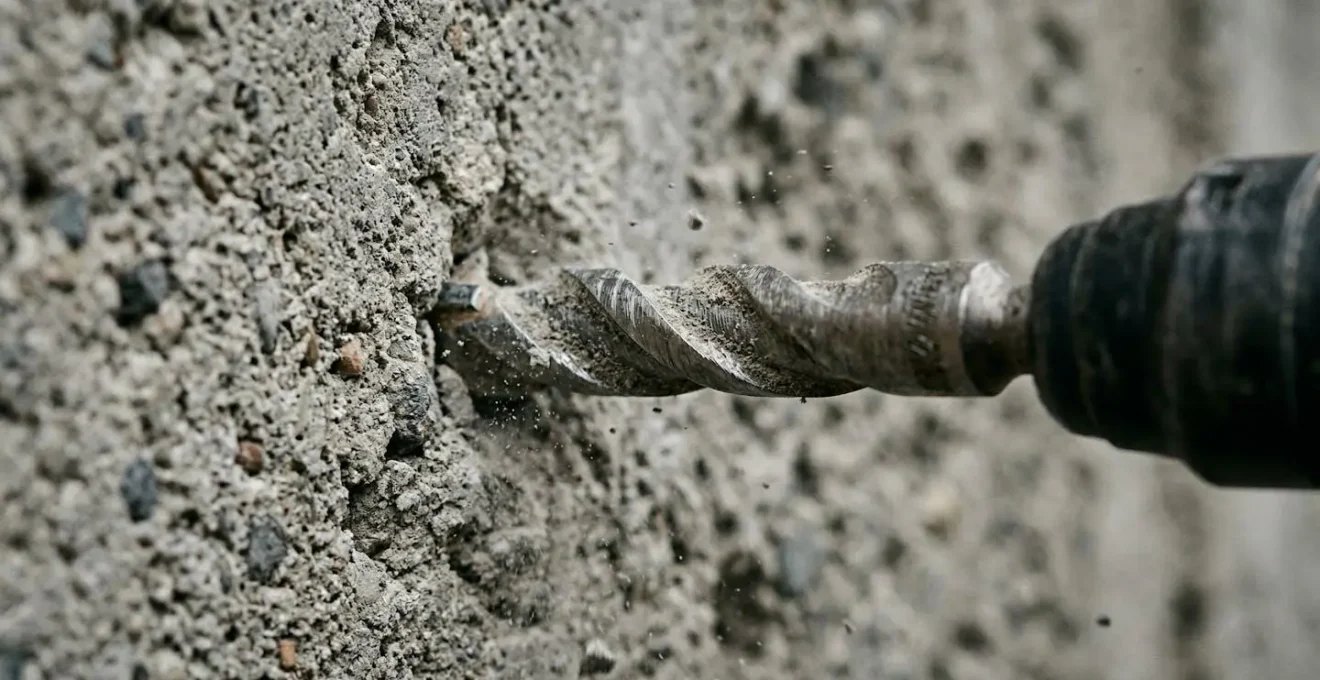 Perçage d'un mur avec angle de pente pour évacuation des condensats