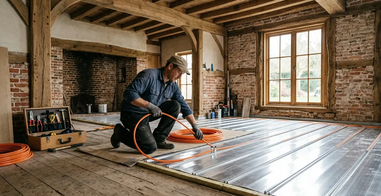 Installation d'un plancher chauffant mince dans une maison en rénovation