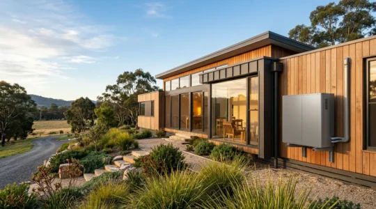 Installation moderne d'une pompe à chaleur air-air avec unité extérieure sur une maison contemporaine baignée de lumière naturelle