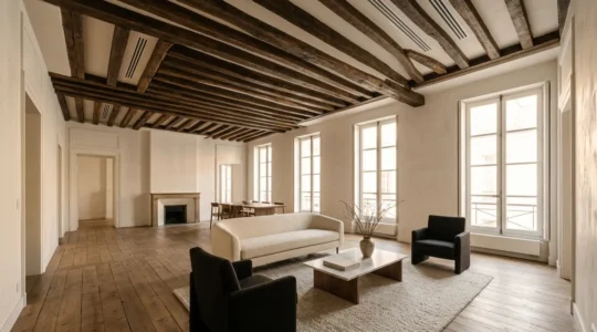 Installation discrète d'un système de climatisation gainable dans un plafond rénové